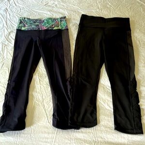 2 pairs Lululemon cropped leggings (Navy + Black) size 6